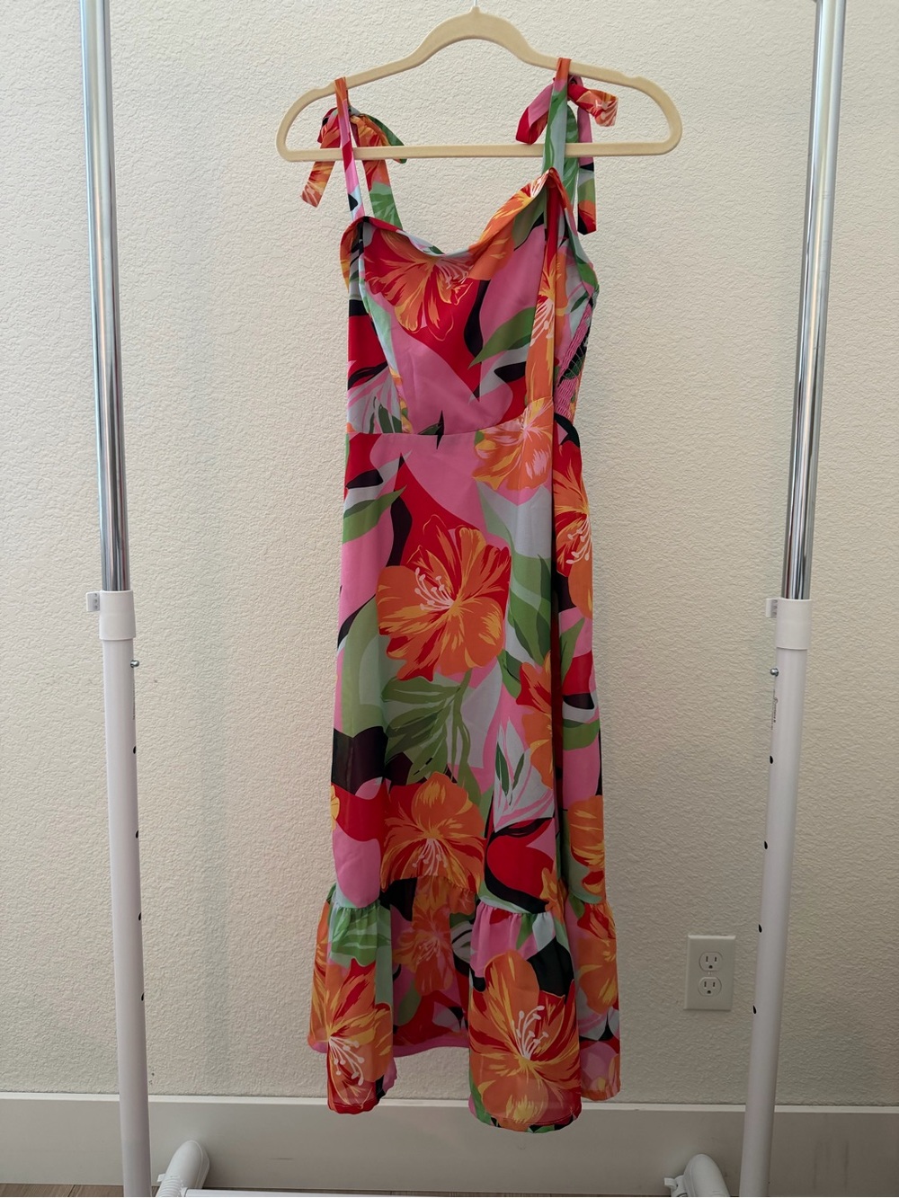 Collective Concepts Pink Floral Tie-Shoulder Maxi Dress
